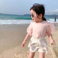 Girls Shirt Kids Top Baby Girls Short-sleeved nd Shirt Children Summer Puff Sleeve Shirts