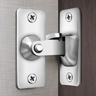 【LZ】 90 Degree Stainless Steel Door Latch Right Angle Sliding Door Lock Home Safety Screw Locker Furniture Hardware Accessories