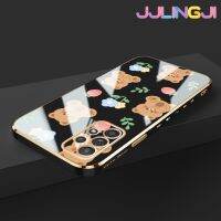 Jlingji เคสโทรศัพท์ปลอกสำหรับ Samsung Galaxy A52 4G A52 5G A52s 5G เคสลายการ์ตูนหมีดอกไม้กันกระแทกขอบด้านข้างกรอบสี่เหลี่ยมจัตุรัสนิ่มแบบดั้งเดิมเคสป้องกันกล้องฝาหลังเต็มตัว