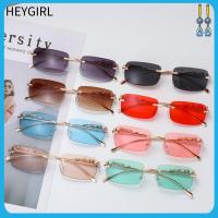 HEYGIRL ย้อนยุค UV400 ชัดเจน แว่นกันแดด Ocean Lens ตกแต่งเสือชีต้า เฉดสี แว่นกันแดดทรงสี่เหลี่ยมผืนผ้าไม่มีขอบ