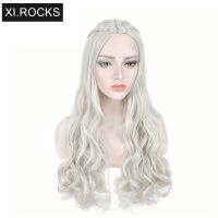 3627 Xi.rocks Long Cosplay Wigs For Black Women Braid Wavy Wig Synthetic Female Grey Curly Mother Dragon Wigs For Wig  Hair Extensions Pads