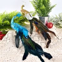 Christmas decoration supplies scene layout dress up simulation peacock shape pendant blue peacock shape pendant single