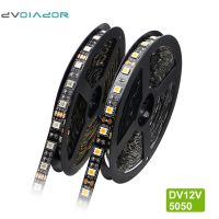 DVOLADOR 5M/Lot DC12V LED Strip RGB 5050 Black PCB Flexible LED Light Waterproof IP65 300LED IP20 Background decoration Lighting