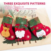 Christmas Mini Candy Bags 12Pcs Xmas Stockings 3 Different Patterns Stockings of Christmas Tree Ornament Party Holiday Decor Socks Tights