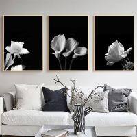 สีดำและสีขาว Rose Calla Lily ภาพวาดผ้าใบ Modern Wall Art พิมพ์รูปภาพสำหรับห้องนั่งเล่น Nordic ตกแต่งบ้าน Simple และ Elegant Design