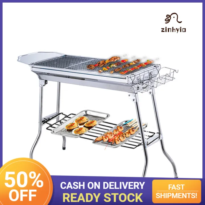 ZINHYIO COD Stainless Steel BBQ Rack Outdoor Activities Camping Camping