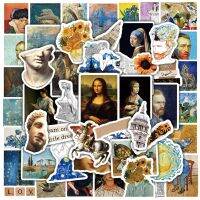 50pcs Vintage Van Gogh Mona Lisa Stickers For Laptop Scrapbook Stationery Craft Supplies Art Sticker Scrapbooking Material