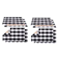 8 Pcs Black White Plaid Placemat Table Mat Tableware Plate Placemat for Daily Placement, Farmhouse Decoration