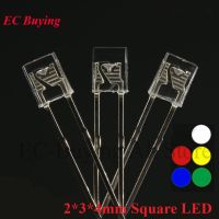 100pcs Square 2*3*4mm Ultra Bright LED Transparent Light Emitting Diode Lamp 2x3x4mm White Red Emerald-green Blue Yellow Diodes Electrical Circuitry P