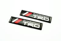 2ชิ้นป้ายโลโก้เลซิ่นตัวอักษร Racing Development TRD พื้นดำขนาด 6.0x1.4cm ติดตั้งด้วยเทปกาวสองหน้าด้านหลัง**ร้านนีคุณภาพดี