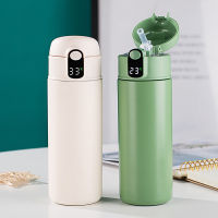 Fashion Smart Temperature Display Thermos Mug With Straw Portable Stainless Steel Vacuum Flask Creative Thermal Bottle Tumbler