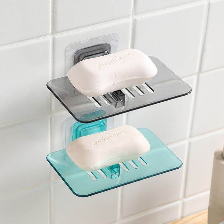 wall-hanging-drain-soap-box-bathroom-soap-holder-tray-transparent-sponge-soap-dish-storage-plate-bathroom-accessories-organizer