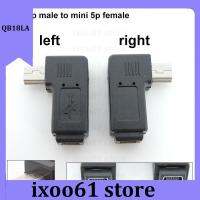 ixoo61 store 1/2/5pcs Mini USB 5pin elbow male to female 90 degree adapter M to F Left and right angle Extended adapter converter connector