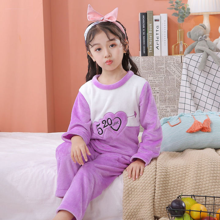 3-12-year-wear-big-girl-winter-long-sleeve-flannel-pajamas-sets-cute-print-girl-sleepwear-set-kid-home-wear-childrens-day-gifts