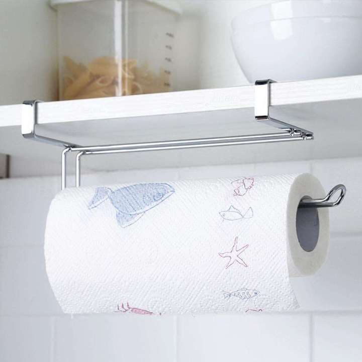 Wall Mounted Paper Towel Holder Stick On Under Cabinet Door Kitchen  Bathroom NEW 