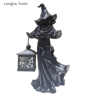 Longjia Tools เครื่องประดับโคมไฟแม่มดประติมากรรมผี faceless ตกแต่งฮาโลวีนผู้ส่งสารนรกด้วยแสงเทียนเรซินแคร็กเกอร์บาร์เรล