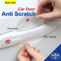 4ชิ้น/เซ็ต Toyota Car Door Handle Protector ฝาครอบด้านในชาม Anti Scratch สติกเกอร์ Camry Corolla RAV4 Highlander Land Cruiser Vios Avanza Rush Calya Innona Fortuner Hilux CH-R Yaris Wigo Prius