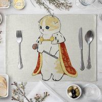 Placemats for Table Lovely Cat Cosplay Print Bowl Cup Mat Linen Coffee Table Decor Kitchen Accessories Tableware Coasters Pad