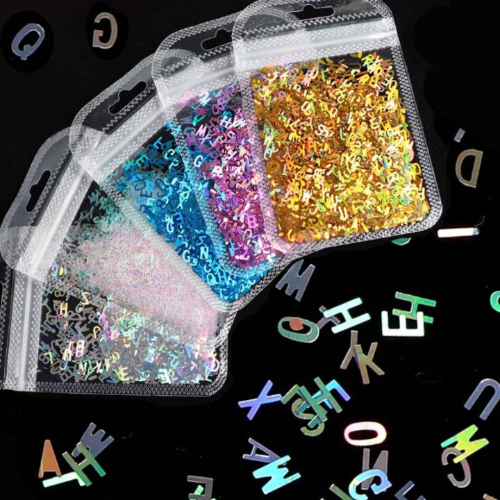 5สีตัวอักษร-holographic-เลเซอร์-ตัวอักษรแวววาวอีพ็อกซี่เรซิ่นเทศกาล-chunky-ตัวอักษรผสม-sequins-2g-ต่อ