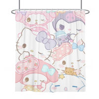 3D Digital Printing Resistant Waterproof Bathroom Shower Curtain Pink Sanrios Mymelody Cinnamoroll  Hellow Kitty  Kawaii Cartoon Shower Curtains Waterproof Curtain  with Hooks Anime Home Decor