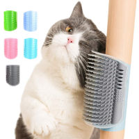 Cat Self Groomer Cat Corner Scratch Wall Mount Self Grooming ทำความสะอาดแปรงนวดหวี Catnip กระเป๋า Cat Toy