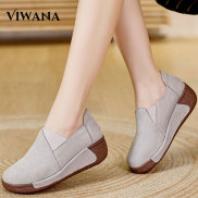 VIWANA Wedges Shoes For Women Genuine Leather Women Flats Platform Loafers