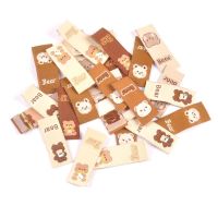 50Pcs Cartoon Brown Bear Embroidery Labels For Kids Sewing Accessories Care Bags Clothes Tags Garment Handmade DIY Crafts C3205 Stickers Labels