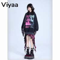 Viyaa เสื้อกันหนาว เสื้อแขนยาวผญ เสื้อเเขนยาว สไตล์เกาหลี ใหม่ กราฟฟิตี้ เสื้อแขนยาวฮูด เสื้อกันหนาวมีฮู้ด 2023 ใหม่ WWY23912AM 37Z230914