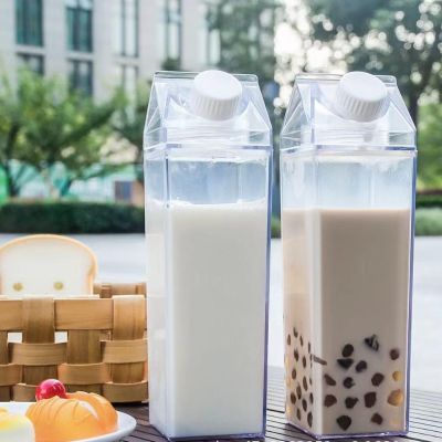 [ใหม่2023] 500Ml/1000Ml นมกล่องกระบอกน้ำโปร่งใส BPA ฟรีพลาสติกพกพาแบบใสกล่องสำหรับชาขวดนม