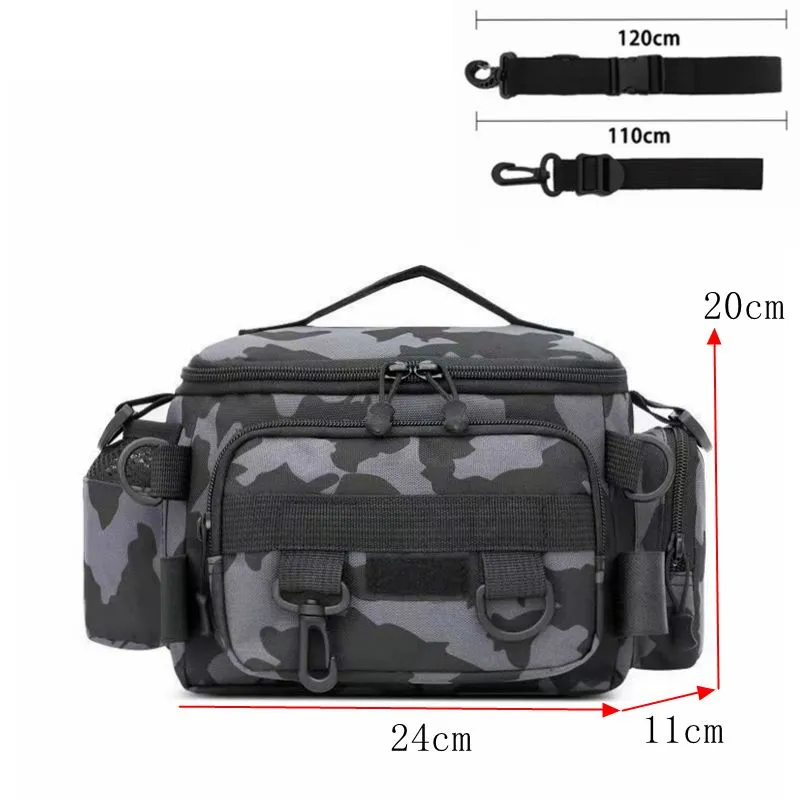Fishing Lure Bag Large Capacity Backpack Multi-Functional Crossbody Bag  with Side Bags for Lure Baits, Fishing Rods, Lure Gripper, Lure Plier