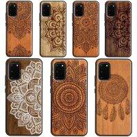 Mandala Floral Wood Phone Case For Samsung Galaxy S21 S20 Ultra S8 S9 S10 Plus Note 10 Note 20 S20 FE Cover Electrical Safety