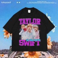 ROUND คอลูกเรือเสื้อยืดโอเวอร์ไซส์เสื้อยืด ขนาดใหญ่ พิมพ์ลาย TAYLOR SWIFT | เสื้อยืด ขนาดใหญ่ | เสื้อยืด สไตล์วินเทจ | S  RBNS