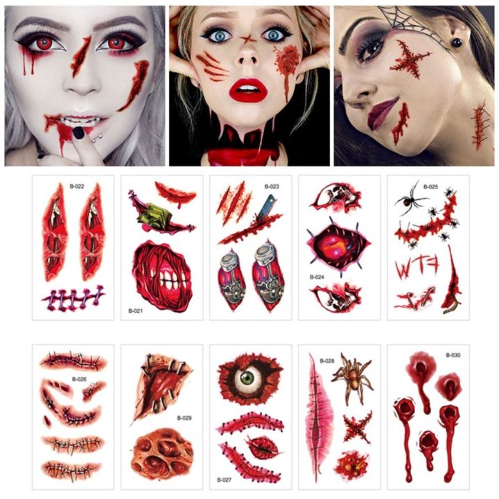 Moilyvn set 9 hình xăm dán chống nước hình mặt cười phong cách halloween