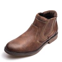 qz-Winter Fashion Mens Chelsea Boots Shoes Genuine Cow Leather Comfortable Good