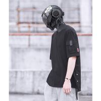 &amp; Nbsp 18SS Apocalypse แฟชั่น Cyberpunk สีดำลำแสงเสื้อยืดแฟชั่นผู้ชายสลิง Tee Darkwear Wasteland พังก์ Streetwear Workwear