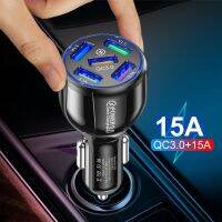 Black 5 USB Port Car Charger 12-24V Car Adapter Socket Quick QC3.0 Car Phone Charger with LED Light for IPhone Samsung Xiaomi