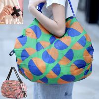 【DT】 hot  Reusable Grocery Bags Foldable Fashion Washable Bag Foldable with Pouch Cute Flower Durable Shopping Totes for Foods Groceries