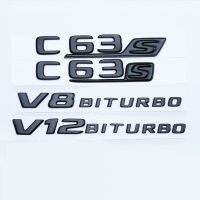 1ชิ้นสีดำเงางาม Abs รถป้าย E63s V12BITURBO V8BITURBO สำหรับ Mercedes Benz C Class อุปกรณ์ตกแต่งตัวอักษร