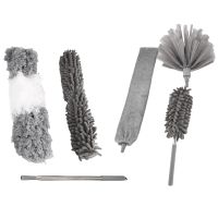 6Pcs Duster Cleaning Kit,Extendable Microfiber Feather Duster for Cleaning Dust Cobweb Ceiling Fans Lights Blinds Cars