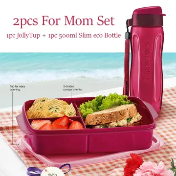 Tupperware Divided Lunch Box Set of 2 Red Turquoise