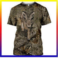 Lalaki Babae Kasul Nakakatawa เสื้อยืด Camo Hunting สัตว์กระต่าย 3D เสื้อแฟชั่นสตรีทแวร์แขนสั้น XS-5XL