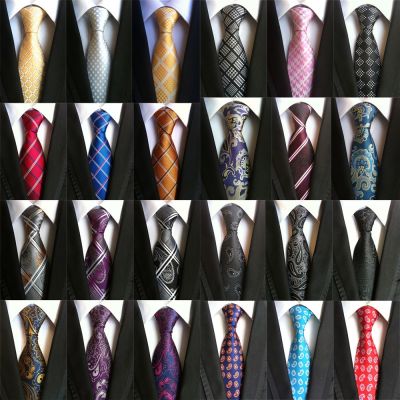 Paisley Ties for Men Silk Necktie 8cm Blue Solid Neckties Men 39;s Wedding Neck Tie Striped Gold Black Necktie Grey Neck Ties A073