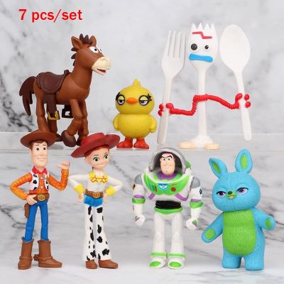 7 PCS Toys New Movie 4 Woody Lightyear Rex Alien Bear Action Figure Toys