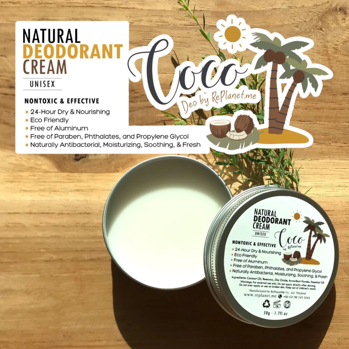 replanetme-coco-deo-cream-โคโค่ดีโอ้-ครีมระงับกลิ่นกายจากธรรมชาติ-แบบตลับ-50-g