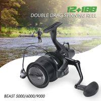 [HOT LIAXLLWISAAZH 534] 12 1 BB Spinning Reel ด้านหน้าด้านหลัง Double Drag Carp Fishing Reel ซ้ายขวาน้ำเค็มน้ำจืดใหม่/เก่าสไตล์เรือสุ่ม