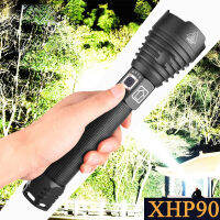 Camping &amp; ไฟเดินป่าสูง XHP90ไฟฉาย LED ยูเอสบีชาร์จได้ซูมไฟฉาย26650หรือ18650มือถือแสงที่สว่างเป็นพิเศษโคมไฟ