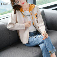 【Huieson】เสื้อกันหนาวคาร์ดิแกนมีฮู้ดสำหรับผู้หญิง,เสื้อกีฬาคาร์ดิแกนตัวสั้นขนาดใหญ่พิเศษเสื้อสเวตเชิ้ตเด็กนักเรียนหญิงผ้ากำมะหยี่และเสื้อโค้ทแบบหนาใหม่