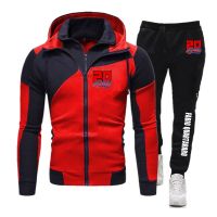 Fabio Quartararo Motorcycle Rider Racing 2023 Men New Sporting Casual Color Matching Design Diagonal Zipper Hoodie Pant Suit