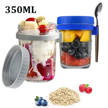 Overnight Oats Containers with Lids and Spoon, 1 Pack Mason Jars for Overnight  Oats, 600 ml Overnight Oats Jars Glass Oatmeal Container to Go for Chia  Pudding Yogurt Salad Cereal Meal Prep