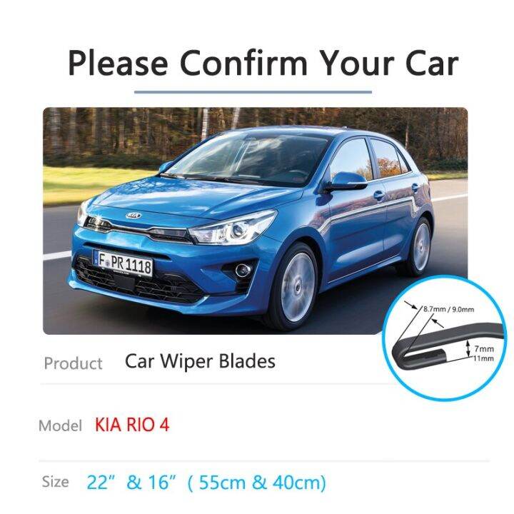 ใบมีดปัดน้ำฝนด้านหน้ารถยนต์สำหรับ-kia-rio-4-2017-2018-2019-2020-2021-2022กระจกบังลมเครื่องซักผ้าใบมีดอะไหล่2ชิ้น